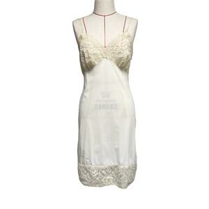 Vintage Van Roalte Womens Size 34 Ivory Lace Slip Dress